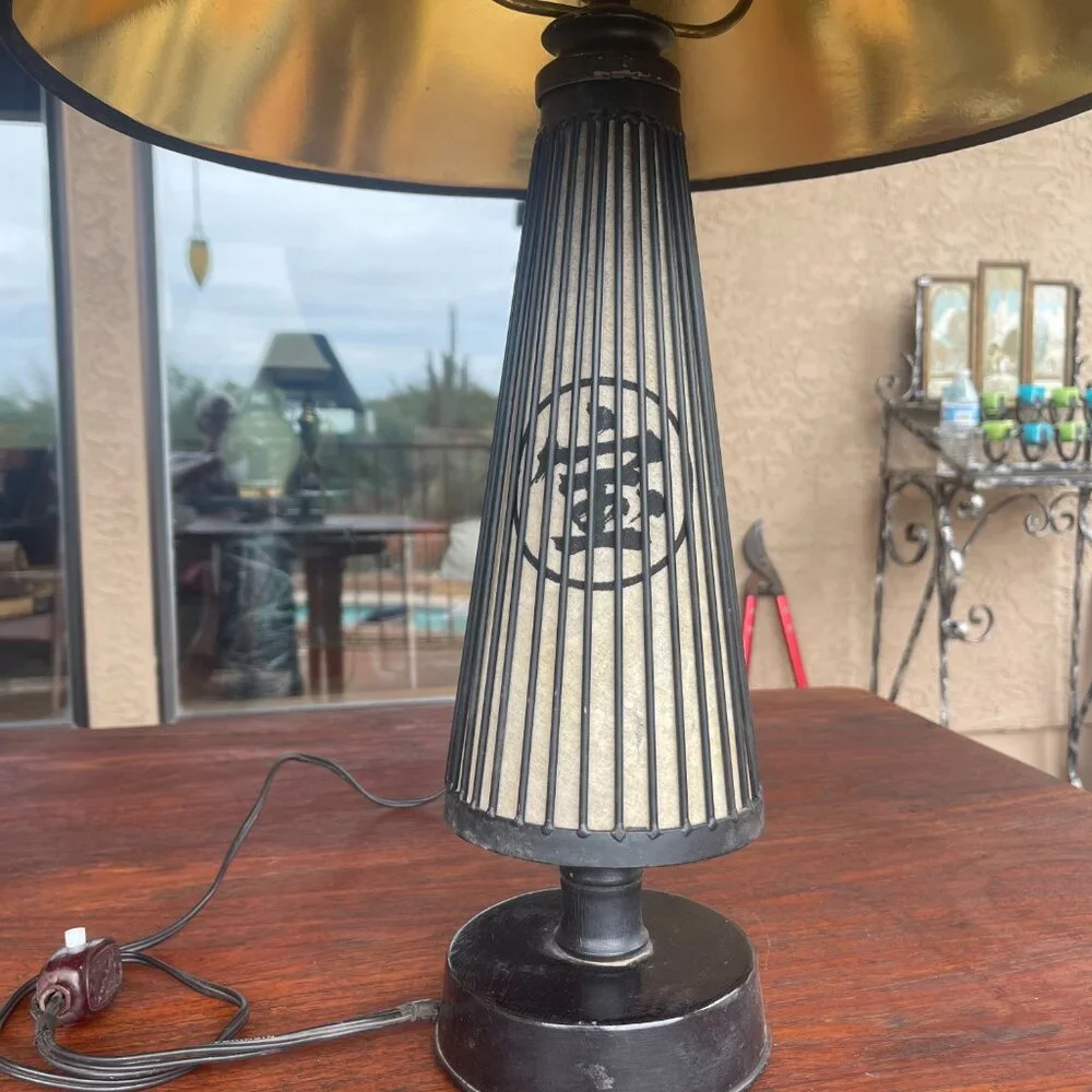 Mid-Century Modern Black Metal Wire Table Lamp